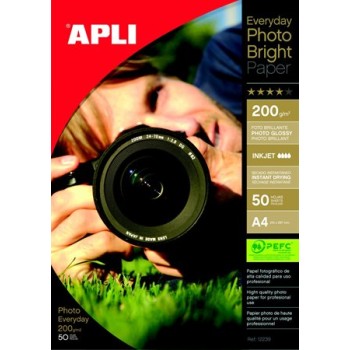 Fotópapír, tintasugaras, A4, 200 g, fényes, APLI "Photo bright"